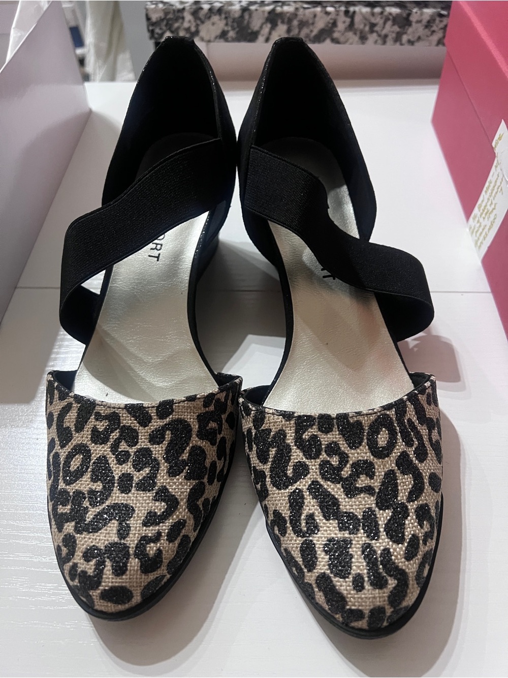 AK Sport Anne Klein Aktara2 Leopard Glitter Flats Sz 10.5 NWT